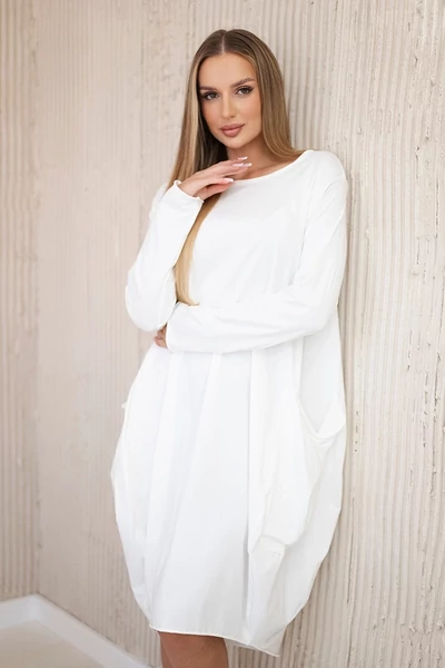 OVERSIZE ZSEBES PAMUT TUNIKA - FEHÉR